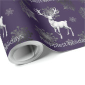 Ivory Reindeer Weihnachten | Lila Geschenkpapier (Rolleneckpunkt)