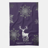 Ivory Reindeer Weihnachten | Lila Geschirrtuch (Vertikal)