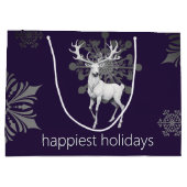 Ivory Reindeer Weihnachten | Lila Große Geschenktüte (Rückseite)