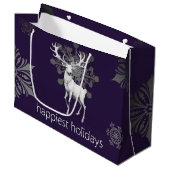 Ivory Reindeer Weihnachten | Lila Große Geschenktüte (Vorderseite Schrägansicht)