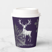 Ivory Reindeer Weihnachten | Lila Pappbecher (Vorderseite)