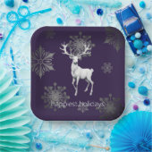 Ivory Reindeer Weihnachten | Lila Pappteller (Party)