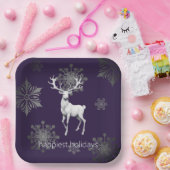 Ivory Reindeer Weihnachten | Lila Pappteller (Party)