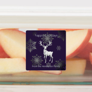 Ivory Reindeer Weihnachten   Lila Personalisiert Etiketten