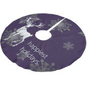 Ivory Reindeer Weihnachten | Lila Polyester Weihnachtsbaumdecke (Schrägansicht)