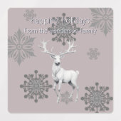 Ivory Reindeer Weihnachten | Personalisiert rosa Etiketten (Design 2)