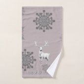 Ivory Reindeer Weihnachten | Pink Badhandtuch Set (Handtuch)