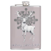 Ivory Reindeer Weihnachten | Pink Flachmann (Vorderseite)