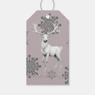 Ivory Reindeer Weihnachten   Pink Geschenkanhänger