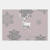 Ivory Reindeer Weihnachten | Pink Geschenkpapier Set (Vorderseite)