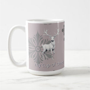 Ivory Reindeer Weihnachten   Pink Kaffeetasse