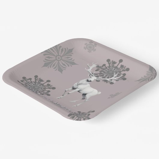 Ivory Reindeer Weihnachten | Pink Pappteller (Gewinkelt)