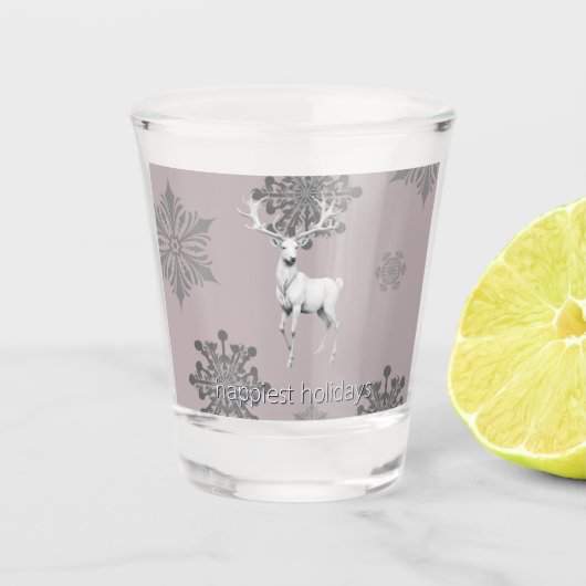 Ivory Reindeer Weihnachten | Pink Schnapsglas (Vorderseite)