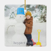 Ivory Reindeer Weihnachten | Rosa Foto Keramikornament (Rückseite)