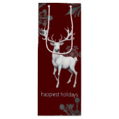 Ivory Reindeer Weihnachten | Rot Geschenktüte Für Weinflaschen (Vorderseite)