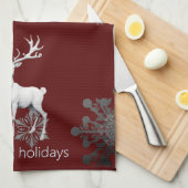 Ivory Reindeer Weihnachten | Rot Geschirrtuch (Viertel Falte)