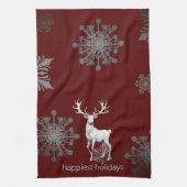 Ivory Reindeer Weihnachten | Rot Geschirrtuch (Vertikal)