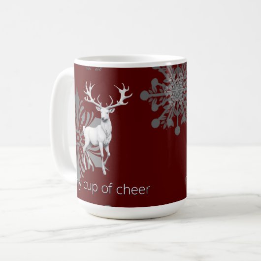 Ivory Reindeer Weihnachten | Rot Kaffeetasse (Vorderseite Links)
