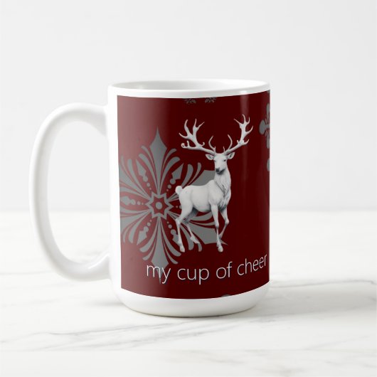 Ivory Reindeer Weihnachten | Rot Kaffeetasse (Links)