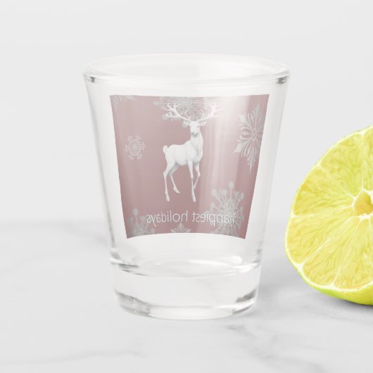 Ivory Reindeer Weihnachten | Rot Schnapsglas (Rückseite)