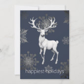 Ivory Reindeer Weihnachtsfest Party | Blau Einladung (Vorderseite)