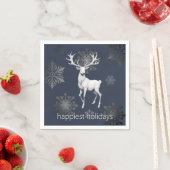 Ivory Reindeer Weihnachtsfest Party | Blau Serviette (Beispiel)