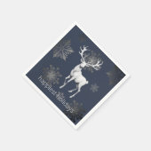 Ivory Reindeer Weihnachtsfest Party | Blau Serviette (Ecke)