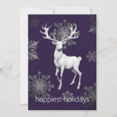 Ivory Reindeer Weihnachtsfest Party | Lila Einladung (Vorderseite)