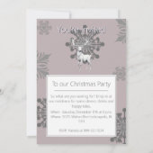 Ivory Reindeer Weihnachtsfest Party | Pink Einladung (Rückseite)
