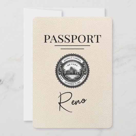 Ivory Reno Passport Hochzeit Einladung (Rückseite)