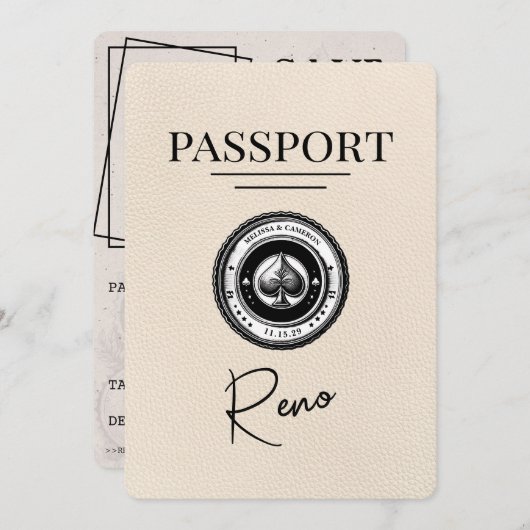 Ivory Reno Passport Save the Date (Vorne/Hinten)