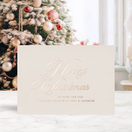 Ivory Rose Gold Christmas Card Folien Feiertagskarte