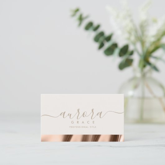 Ivory Rose Gold Grace Business Card Visitenkarte (Stehend Vorderseite)