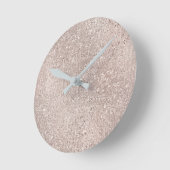 Ivory Rose Gold Metallic Glass Gray Minimal Runde Wanduhr (Winkel)