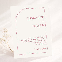 Ivory rose gold modern minimalist wedding einladung