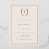 Ivory rose gold monogrammed wreath birthday folieneinladung (Vorderseite)