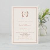Ivory rose gold monogrammed wreath birthday folieneinladung (Stehend vorne)