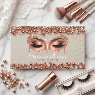 Ivory & Rose Gold Perlen-Tropfen Augen Makeup-Arti Visitenkarte