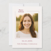 Ivory rose gold photo birthday einladung (Vorderseite)