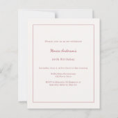 Ivory rose gold photo birthday invitation (Rückseite)