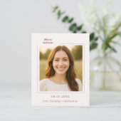 Ivory rose gold photo birthday invitation (Stehend Vorderseite)