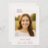 Ivory rose gold photo birthday save the date (Vorne/Hinten)