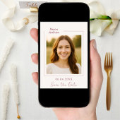 Ivory rose gold photo birthday save the date