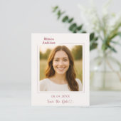 Ivory rose gold photo birthday Save the Date card (Stehend Vorderseite)