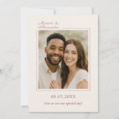 Ivory rose gold photo simpe modern luxury wedding einladung (Vorderseite)