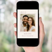 Ivory rose gold photo simpe modern luxury wedding einladung