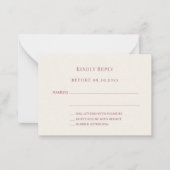 Ivory rose gold wedding response RSVP Mitteilungskarte (Vorderseite)