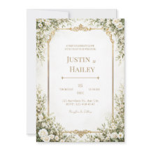 Ivory Rose Ornate Gold Border Wedding