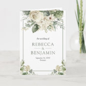 Ivory Rose Sage Green Floral Photo QR Code Wedding Einladung (Vorderseite)