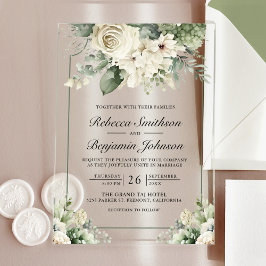 Ivory Rose Sage Green Floral Wedding Acryleinladungen